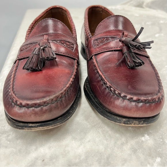 Allen Edmonds Maxfield burgundy Woven Leather Slip On Comfort Tassel Loafers 9 D main image 10